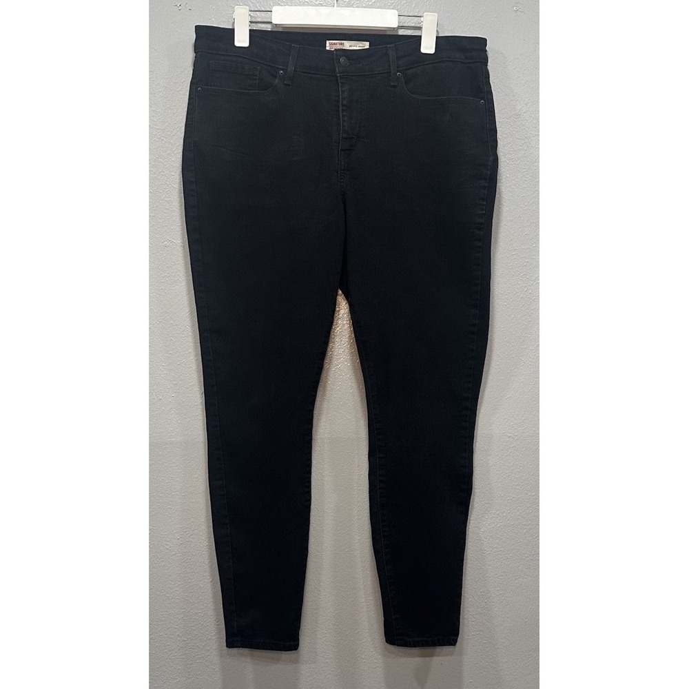 Signature Levi Strauss Jeans Womens Size 16/W33 Black Mid Rise Skinny Stretch